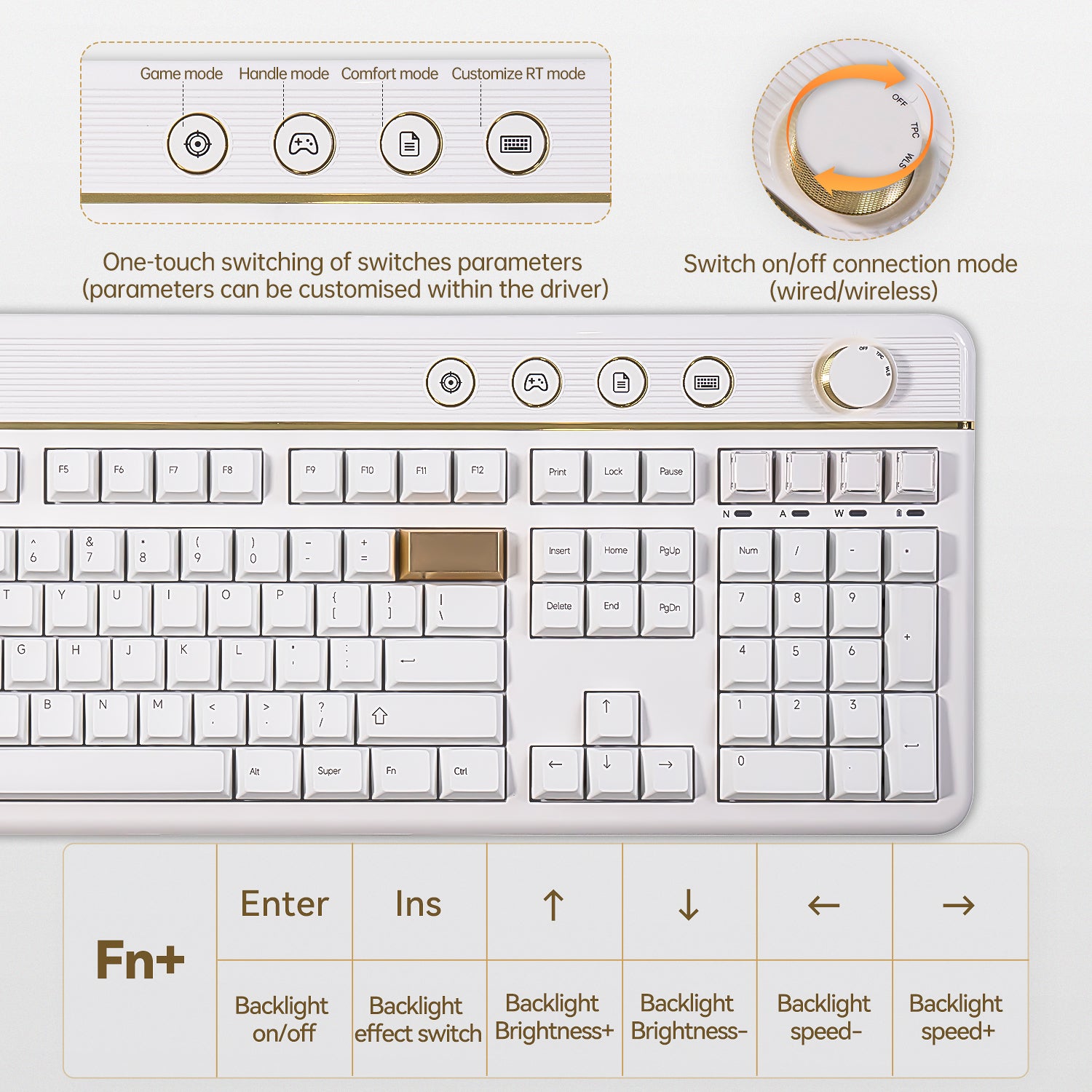 CoolKiller CK108 Magnetic Switch Keyboard - Platinum