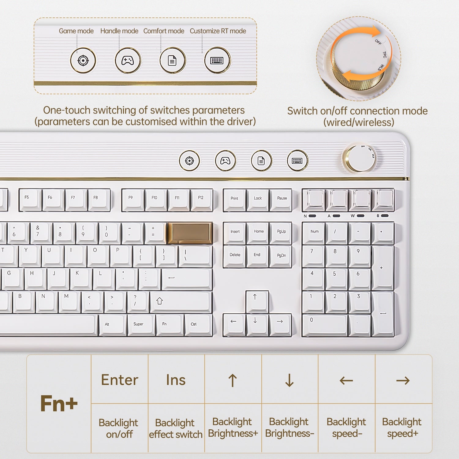 CoolKiller CK108 Magnetic Switch Keyboard - Platinum